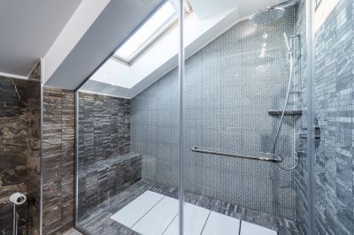 Glass Panel Shower with Bench